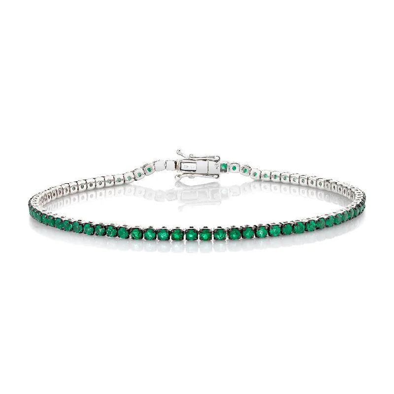 women’s stretch bracelets -READY TO SHIP EMERALD SINGLE LINE THREAD BRACELET