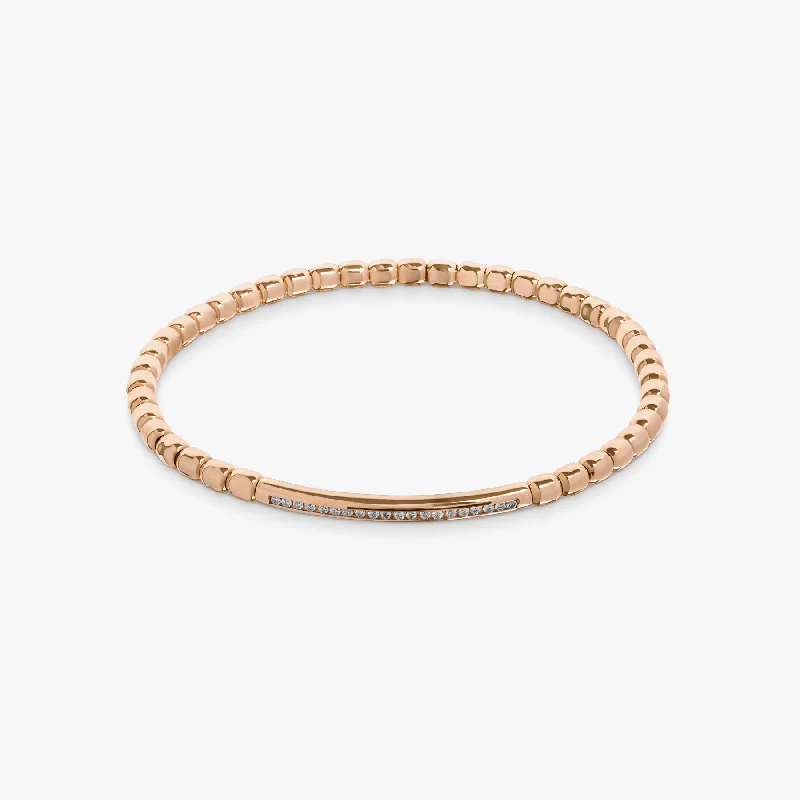 gold bangles for women -Luxe White Diamond Bracelet In 18K Rose Gold