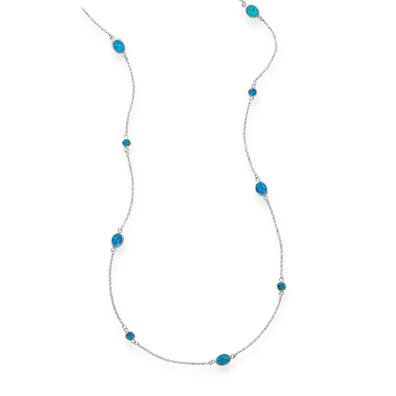 crystal necklaces for women -46" Multishape Synthetic Blue Opal Necklace