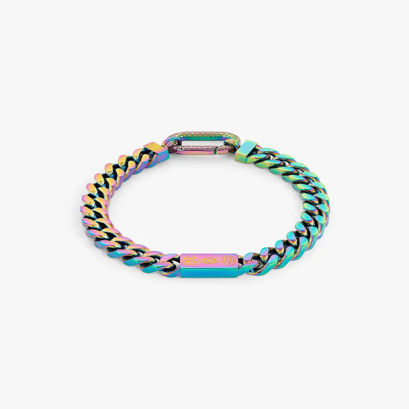 luxury bangle sets for women -Iridescent stainless steel Kaleidoscope Amulet bracelet