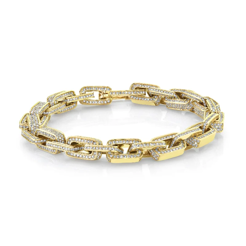 classic bangles for women -MEN'S DIAMOND PAVE DECO LINK BRACELET