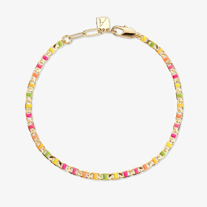 sparkling bracelets for women -Sonier neon flat chain bracelet