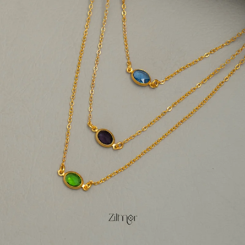 dainty necklaces for women -KY101707 - Simple Triple layer AD Stone Necklace