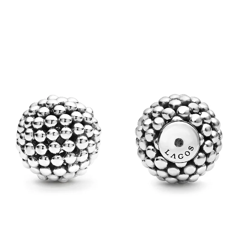 crystal stud earrings -Signature Caviar Small Beaded Earring Backs