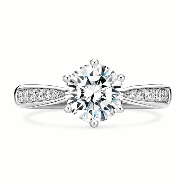 vintage diamond engagement rings -Classic Moissanite Six Prong Engagement Ring for Women