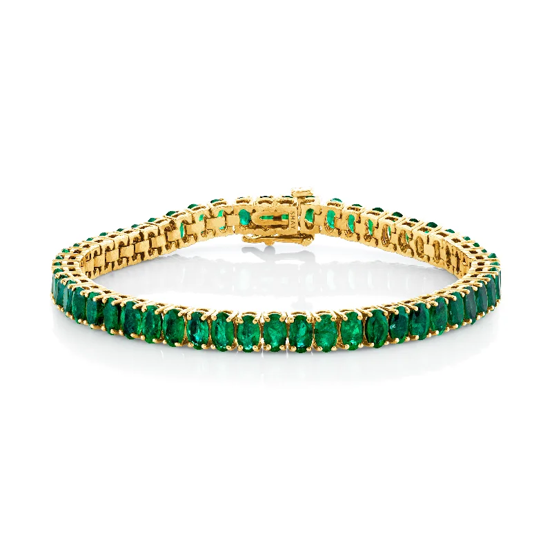 adjustable bangles for women -READY TO SHIP COLOMBIAN EMERALD OVAL TENNIS BRACELET, 14cts