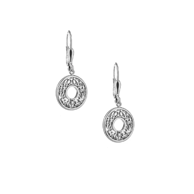 silver dangling earrings for women -Silver Thistle Earrings