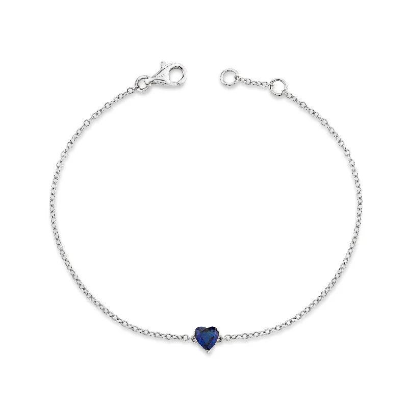 wide bangles for women -BLUE SAPPHIRE BABY HEART BRACELET