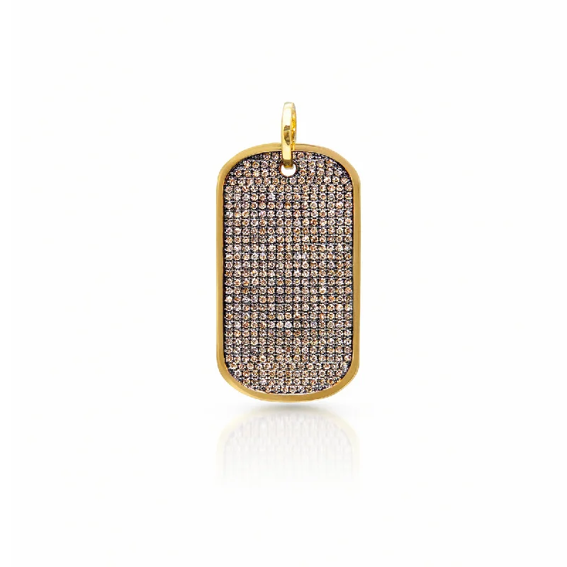 adjustable necklaces for women -14KT Yellow Gold Champagne Diamond Luxe Nicolai Dog Tag Charm