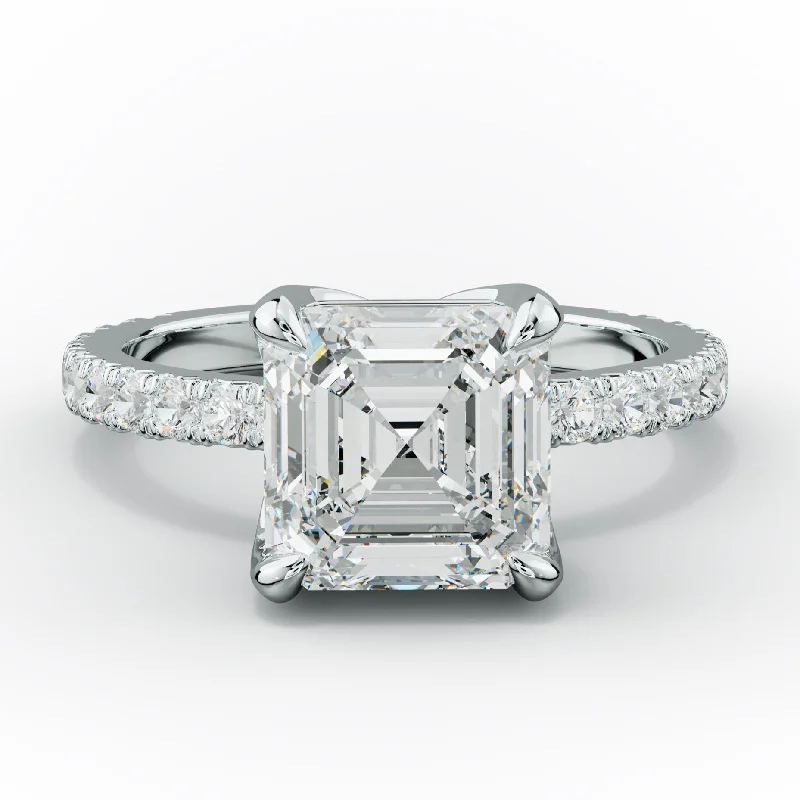 silver engagement rings -Evelyn Asscher Diamond Engagement Ring