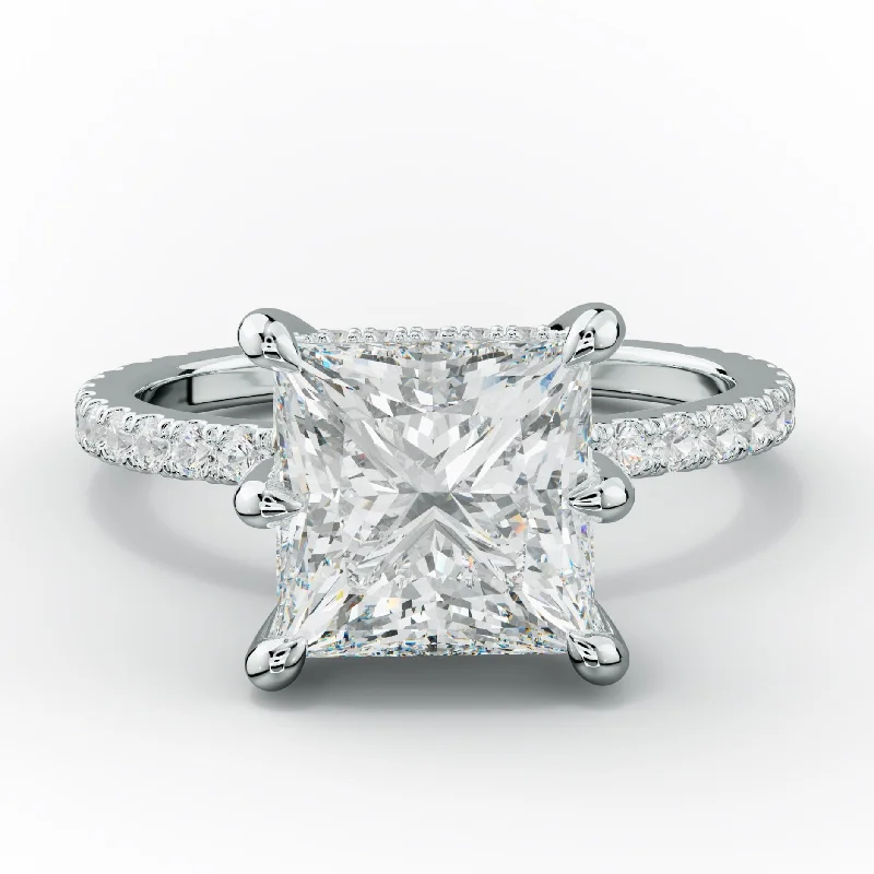 luxury diamond solitaire engagement rings -Six Prong Princess Cut Diamond Engagement Ring