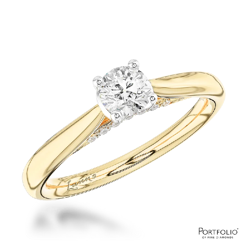 personalized rings for women -Solitaire 0.31ct G VS2 Diamond Yellow Gold/Platinum Ring