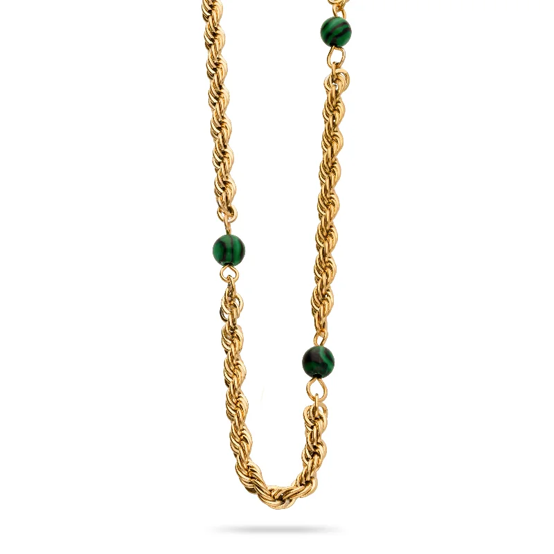 luxury gold necklaces for women -Malachite necklace gold