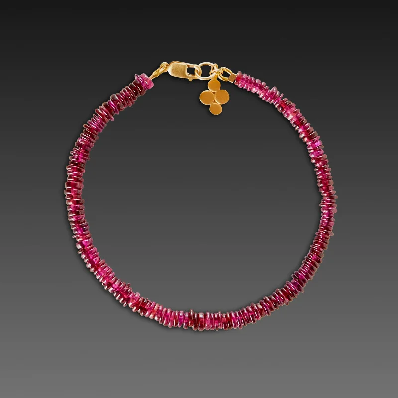 vintage bangles for women -Garnet Bracelet with 22k Multidisk Charm