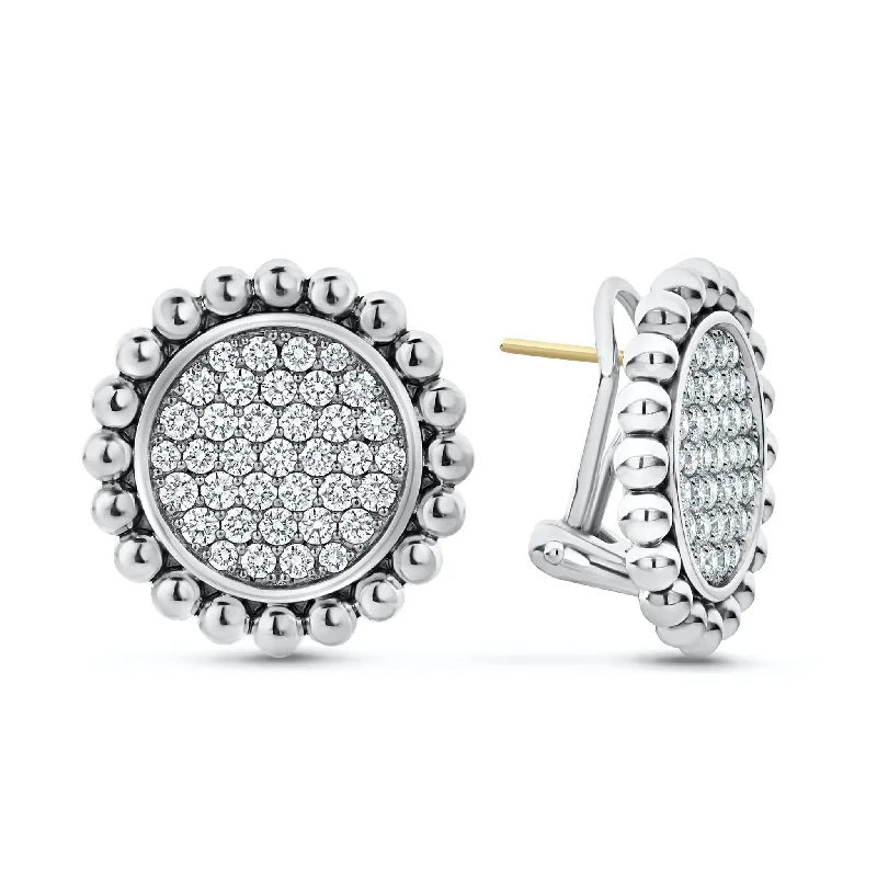 dangling earrings for women -Caviar Spark Large Caviar Circle Diamond Earrings