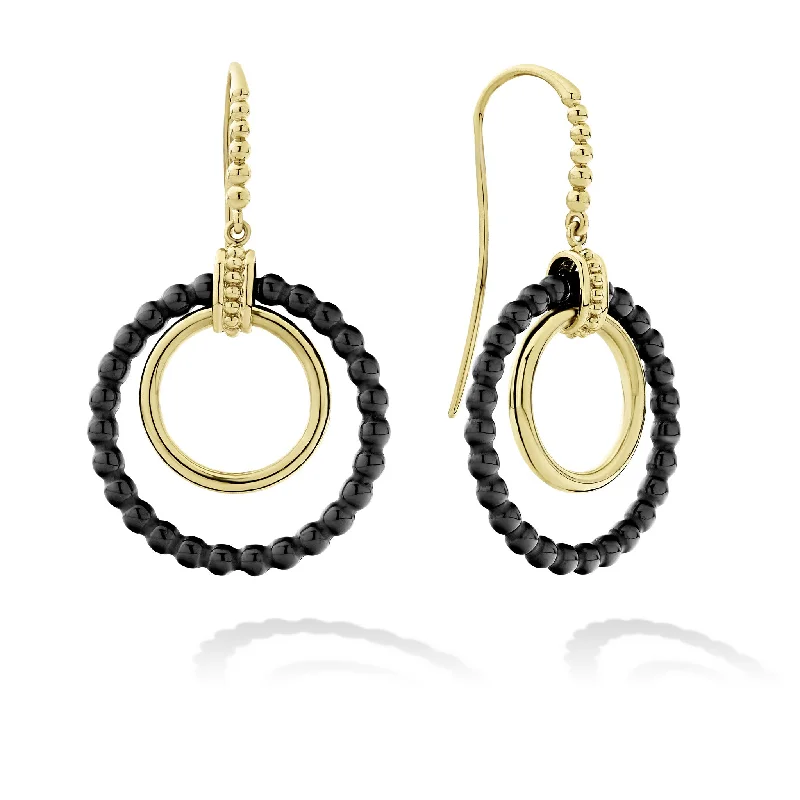 bridal hoop earrings for women -Meridian 18K Gold and Ceramic Circle Drop Earrings