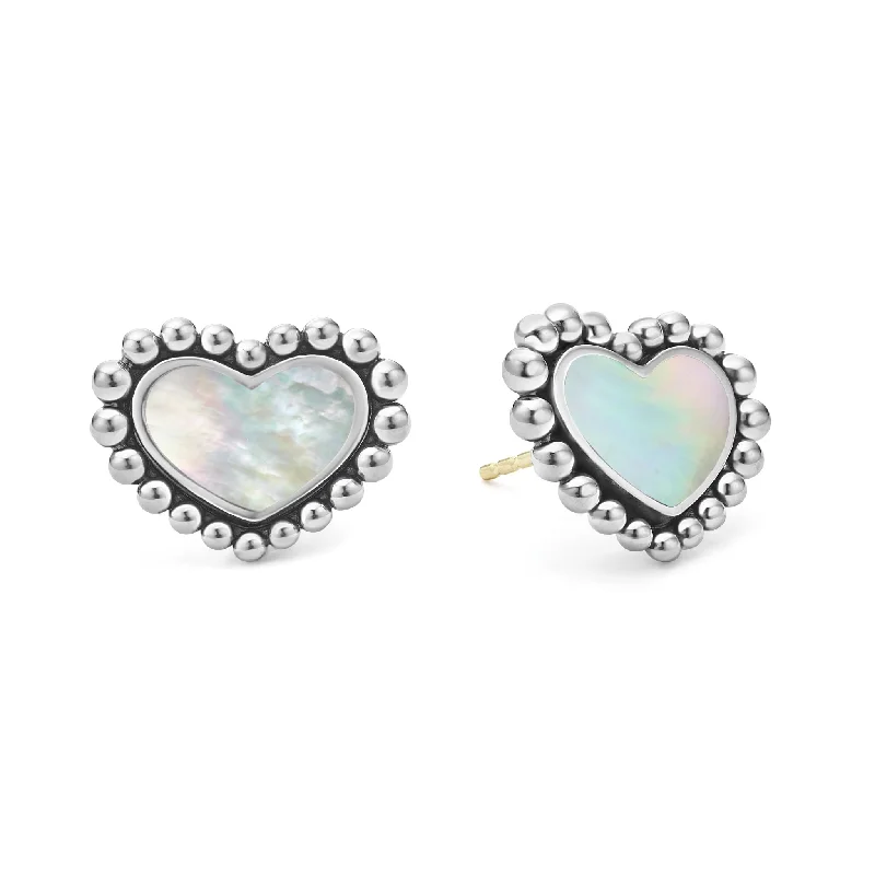 women’s custom-designed earrings -Maya Mother of Pearl Heart Stud Earrings