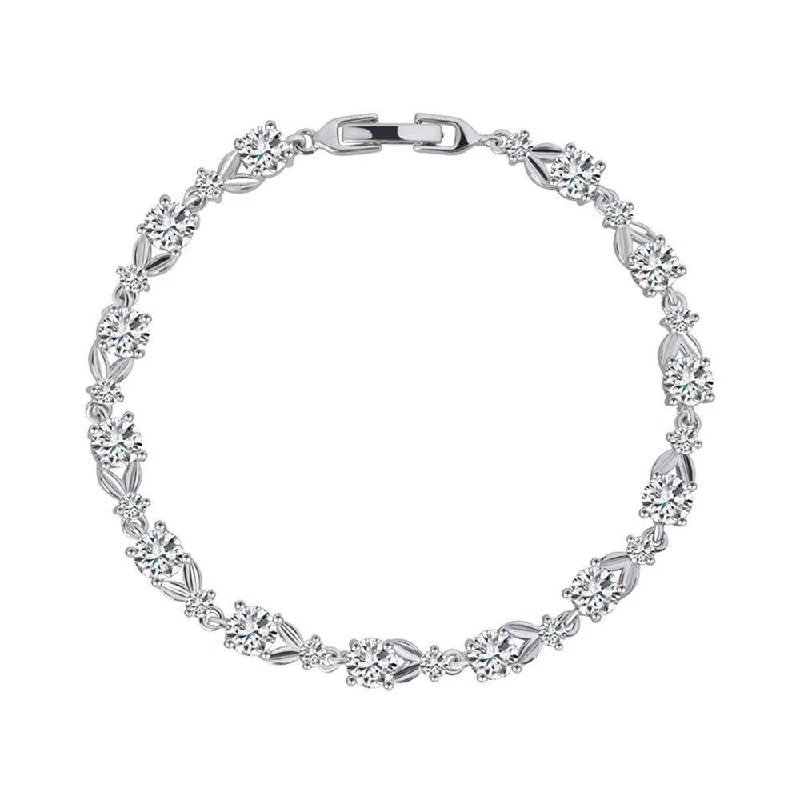 women’s gemstone bracelets -Dainty Cubic Zirconia Tennis Bracelet with Round Cut AAA+ Cubic Zirconia