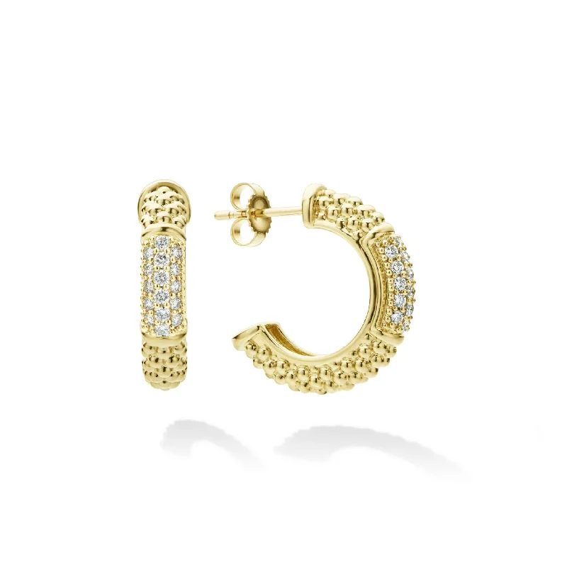 large hoop earrings -Caviar Gold 18K Gold Caviar Diamond Hoop Earrings