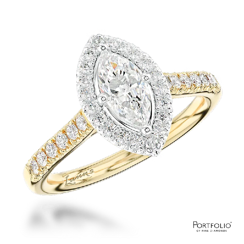 women’s promise rings sets -Cluster 0.50ct G SI1 Diamond Yellow Gold/Platinum Ring