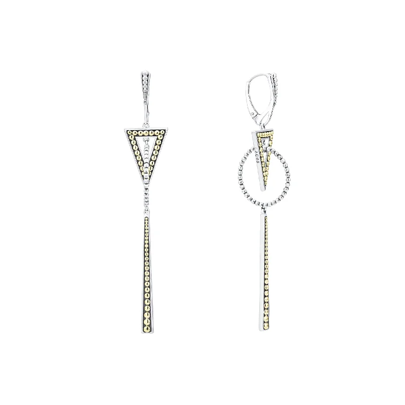 huggie earrings for women -Signature Caviar Two-Tone Triangle Circle Drop Earrings