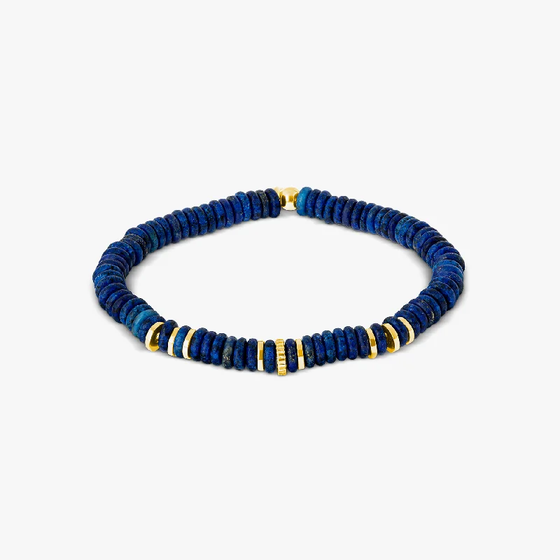 adjustable bangles for women -Positano Beaded Bracelet In Yellow Gold & Lapis