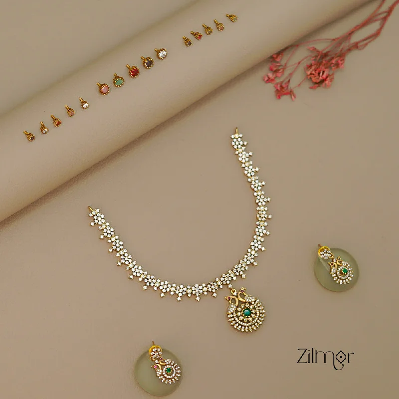 minimalist gold necklaces for women -SN1011452 - Premium Antique Necklace with 5 Interchangable stones Earring Set