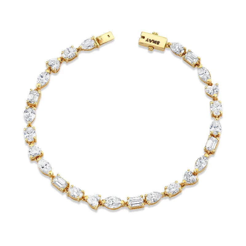 gold-plated bangles for women -MINI MIXED DIAMOND TENNIS BRACELET