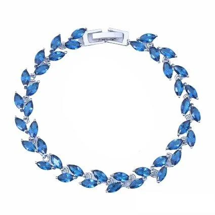 classic bangles for women -Tennis Bracelet Blue Sapphire Marquise Cut Tennis Bracelet with Blue Sapphire Cubic Zirconia