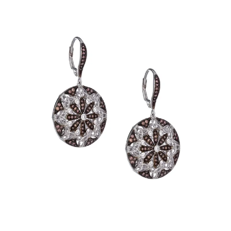 designer earrings for women -Silver Night & Day Round Starburst Earrings