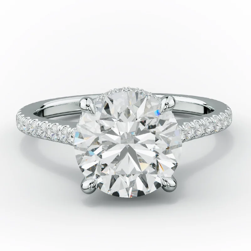 custom-made engagement rings for women -Aria Round Diamond Engagement Ring