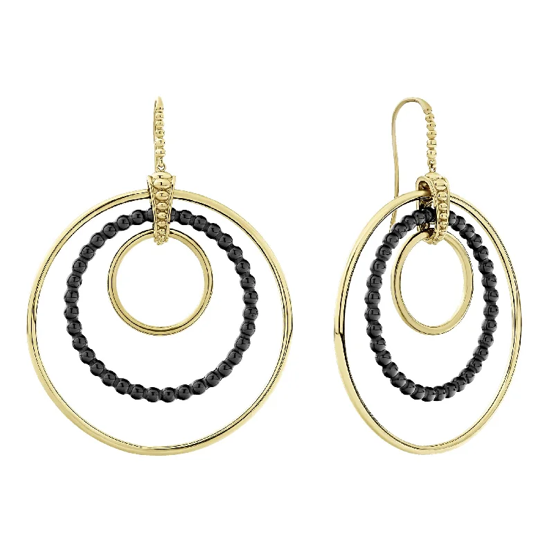 gold earrings for women -Meridian Statement 18K Gold and Ceramic Circle Drop Earrings