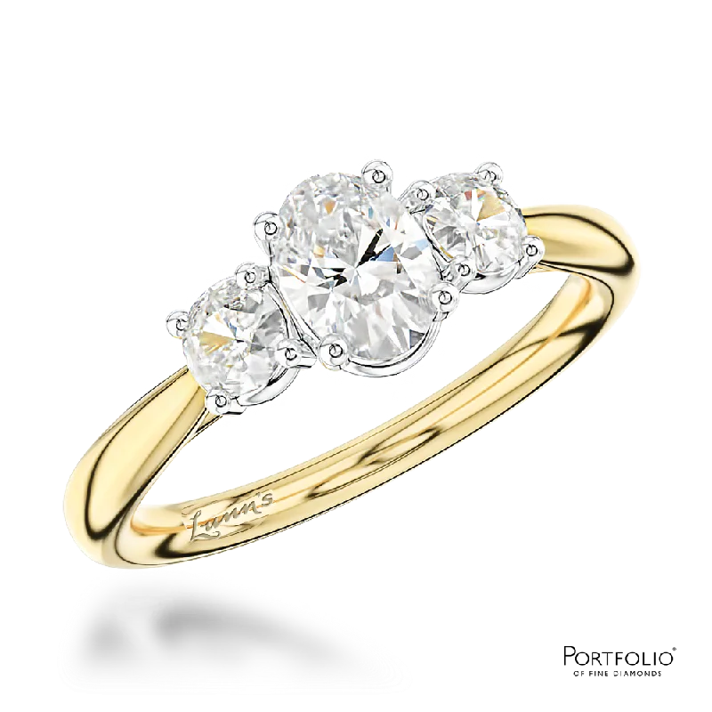 elegant diamond rings for women -Three Stone 0.40ct E SI1 Diamond Yellow Gold/Platinum Ring