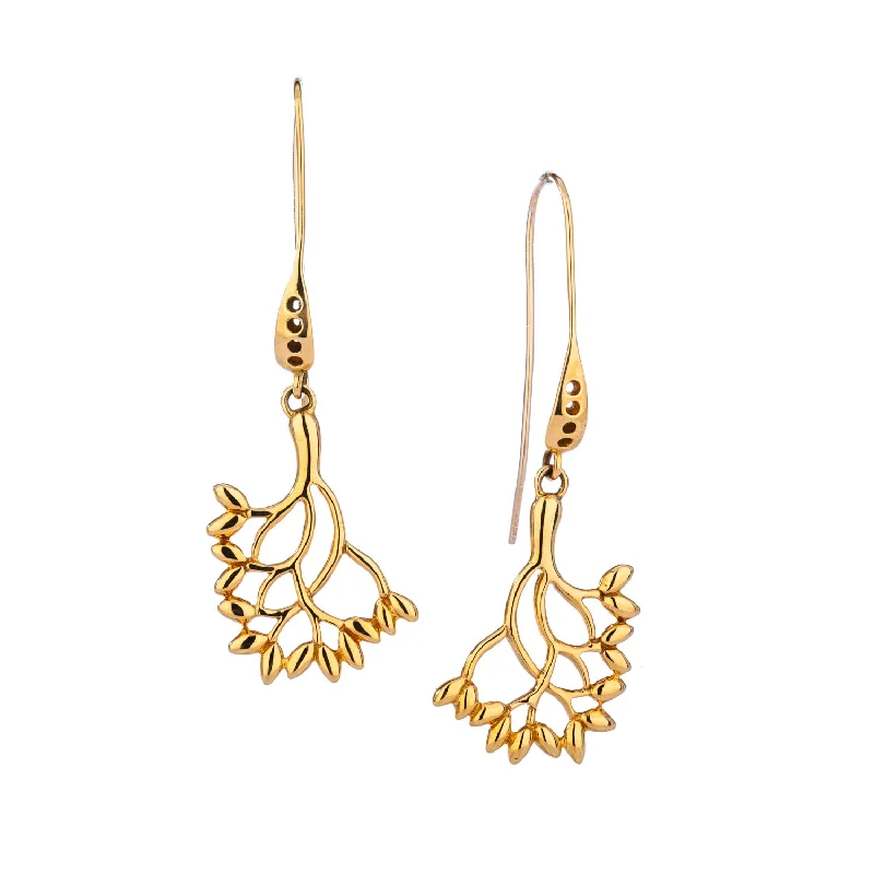 luxury pearl earrings -10k Gold Tree of Life Hook Earrings - Large