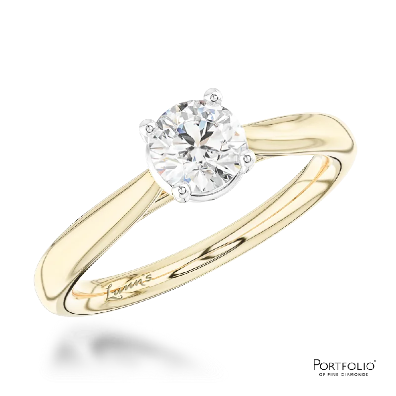 women’s diamond halo rings -Solitaire 0.50ct G SI2 Diamond Yellow Gold/Platinum Ring