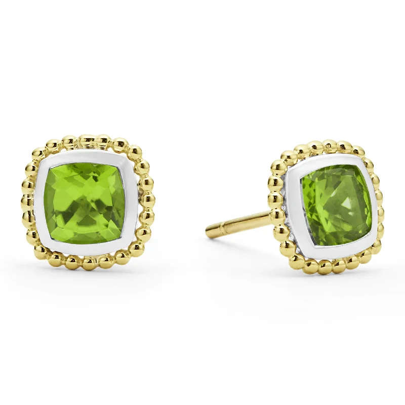 trendy ear climbers for women -Rittenhouse Two-Tone Peridot Stud Earrings