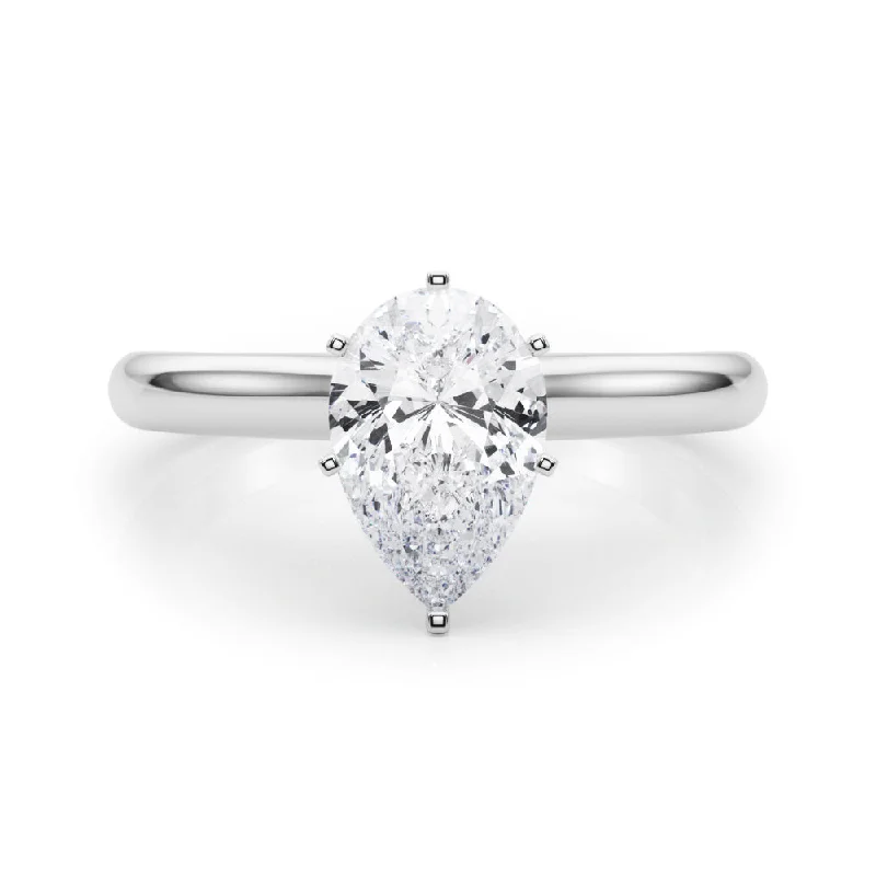 simple diamond engagement rings -Isabella Pear Diamond Solitaire Engagement Ring