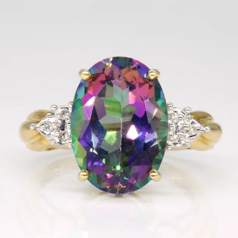 timeless rings for women -Mystic Topaz & Diamond Cocktail Ring | 6.40ct, 0.03ctw | SZ 7 |