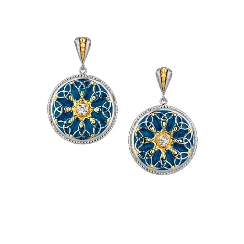 women’s gold statement earrings -Silver and 10k Gold Trinity Post Enamel Earrings