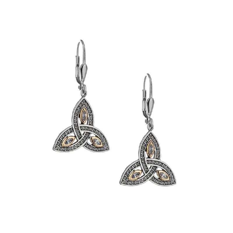 women’s earrings -Silver and 10k Gold Trinity Earrings