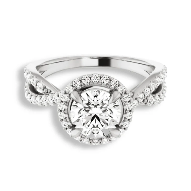 women’s engagement rings -Round Diamond Halo Engagement Ring