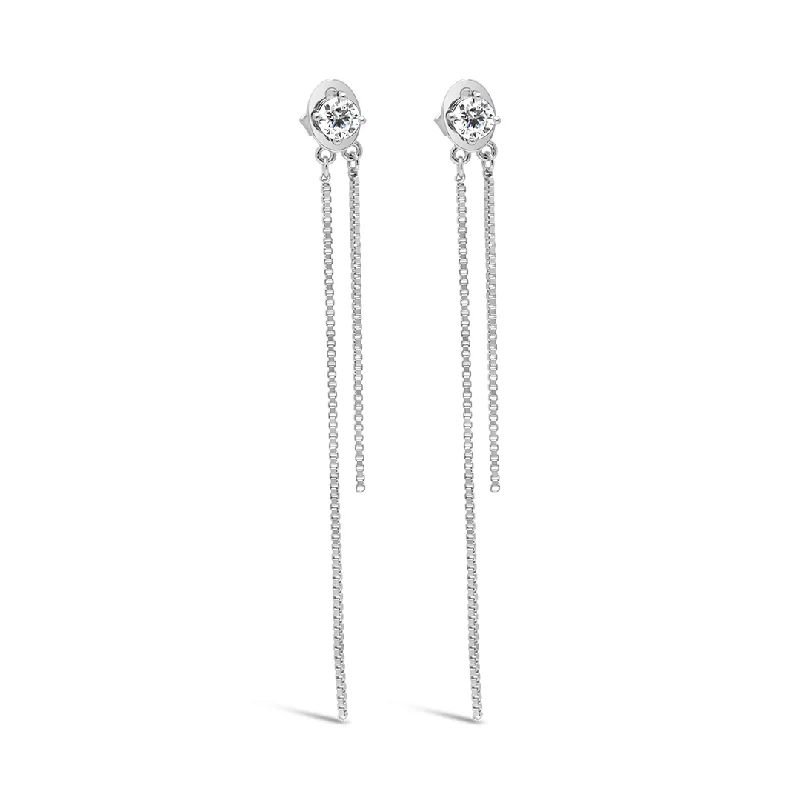 oversized earrings for women -ROUND STONED LOOP STUD SILVER EARRING