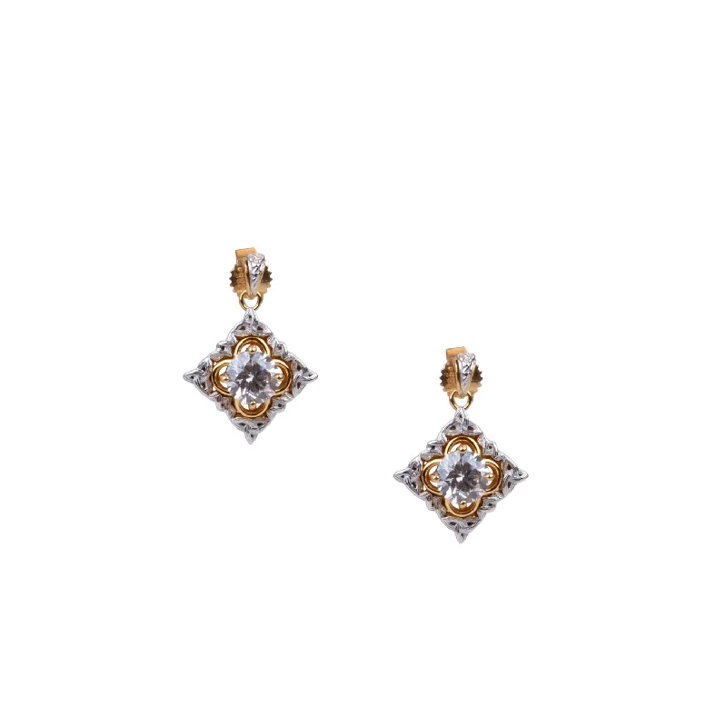 classic pearl earrings for women -14k White and Yellow Gold Celestial Earrings - 1.55 ct Certified Lab Grown Diamond