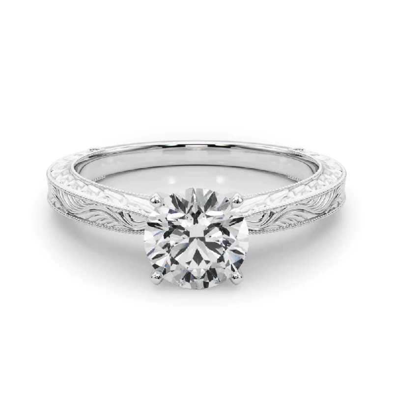 women’s engagement rings -Victoria Round Diamond Solitaire Engagement Ring