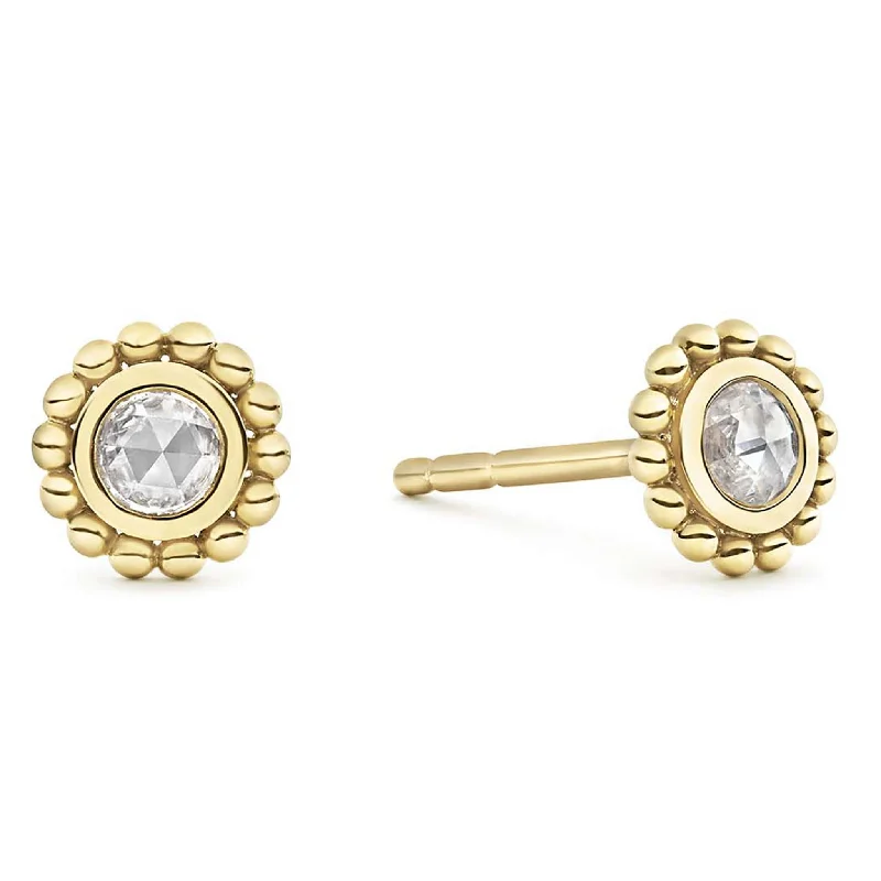 huggie earrings for women -Covet Small Rose Cut Diamond Stud Earrings