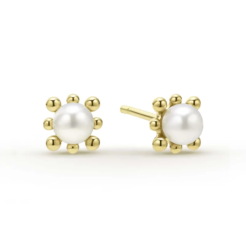 bold statement earrings -Luna 18K Gold Fleur Pearl Stud Earrings