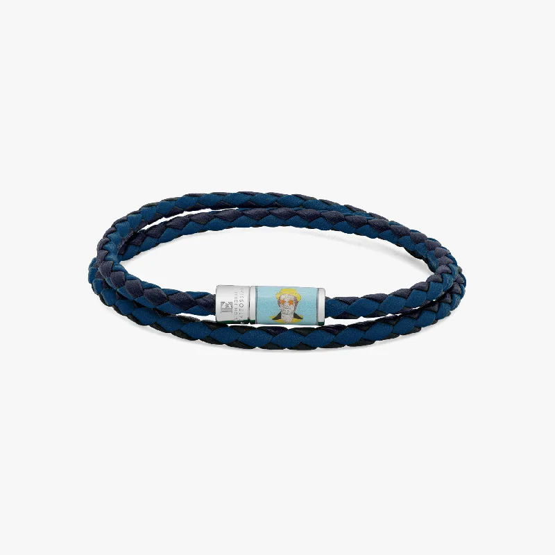 women’s gemstone bangles -ELTON JOHN Star Pop bracelet in double wrap Italian blue and navy leathers