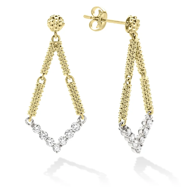 oversized earrings for women -Signature Caviar Petite Superfine Diamond Drop Earrings