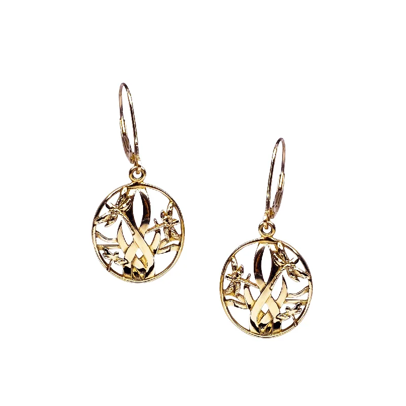 cute earrings for women -10k Gold Dragonfly In Reeds Earrings