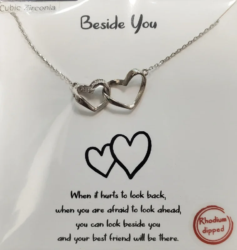 chunky necklaces for women -Bestie Heart Sentiment Necklace